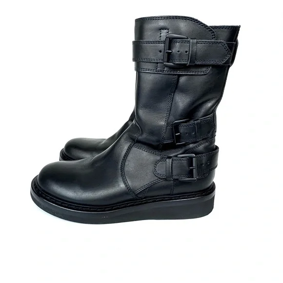Ann Demeulemeester black triple buckle moto combat creeper women’s boots size 37 - Picture 7 of 16